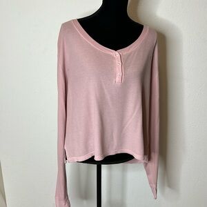 Zyia size XXXL pink thermal long sleeve cropped pajama top